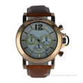 Stainless Steel IPG Gold Plating Chronograph Diving Watch with 10ATM Water-resistant